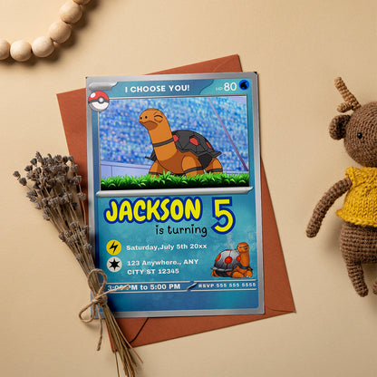 Torkoal Invitation Template | Pokemon Card Birthday Invite - CreativeRino