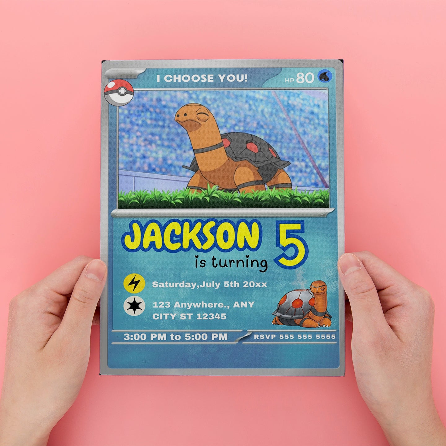 Torkoal Invitation Template | Pokemon Card Birthday Invite - CreativeRino
