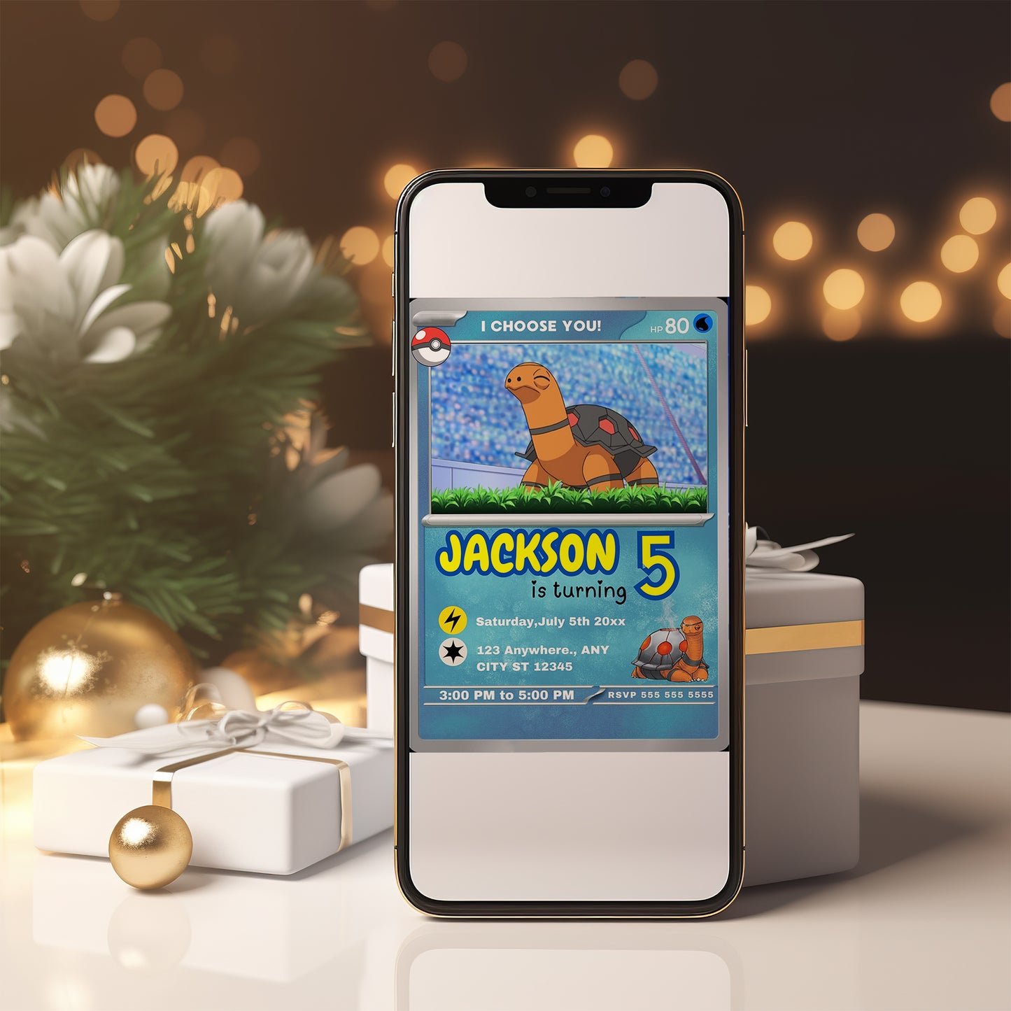 Torkoal Invitation Template | Pokemon Card Birthday Invite - CreativeRino