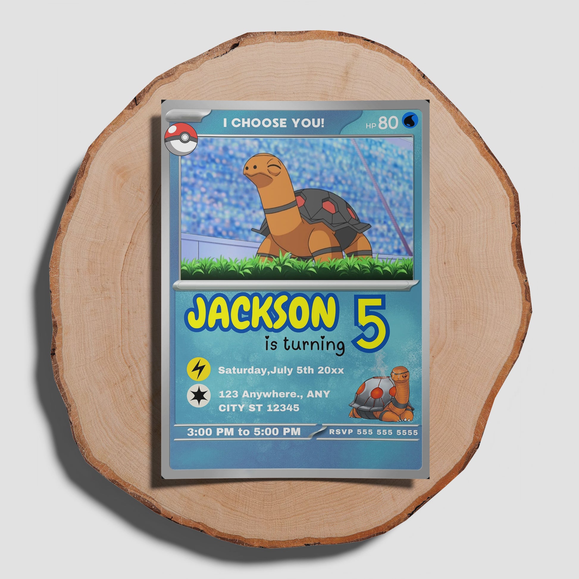 Torkoal Invitation Template | Pokemon Card Birthday Invite - CreativeRino