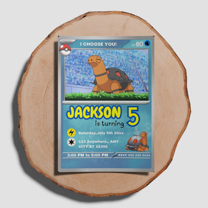 Torkoal Invitation Template | Pokemon Card Birthday Invite - CreativeRino