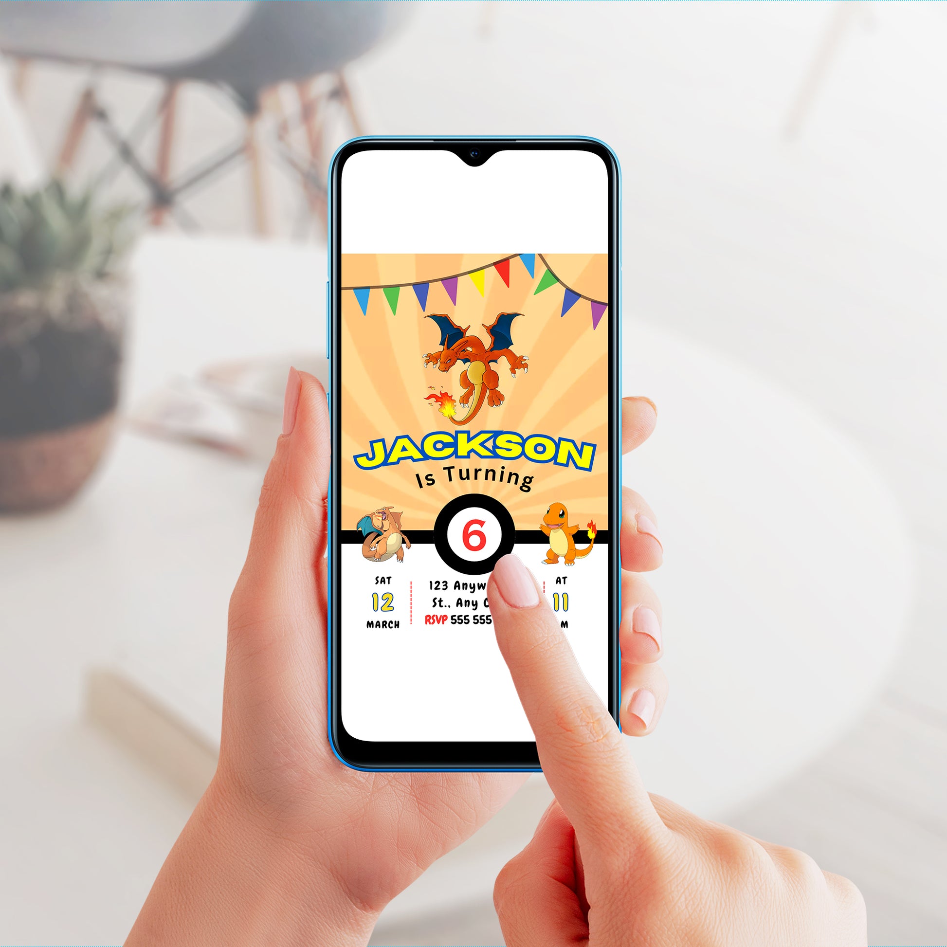 Charizard Pokemon Birthday Party Invitation Template - CreativeRino