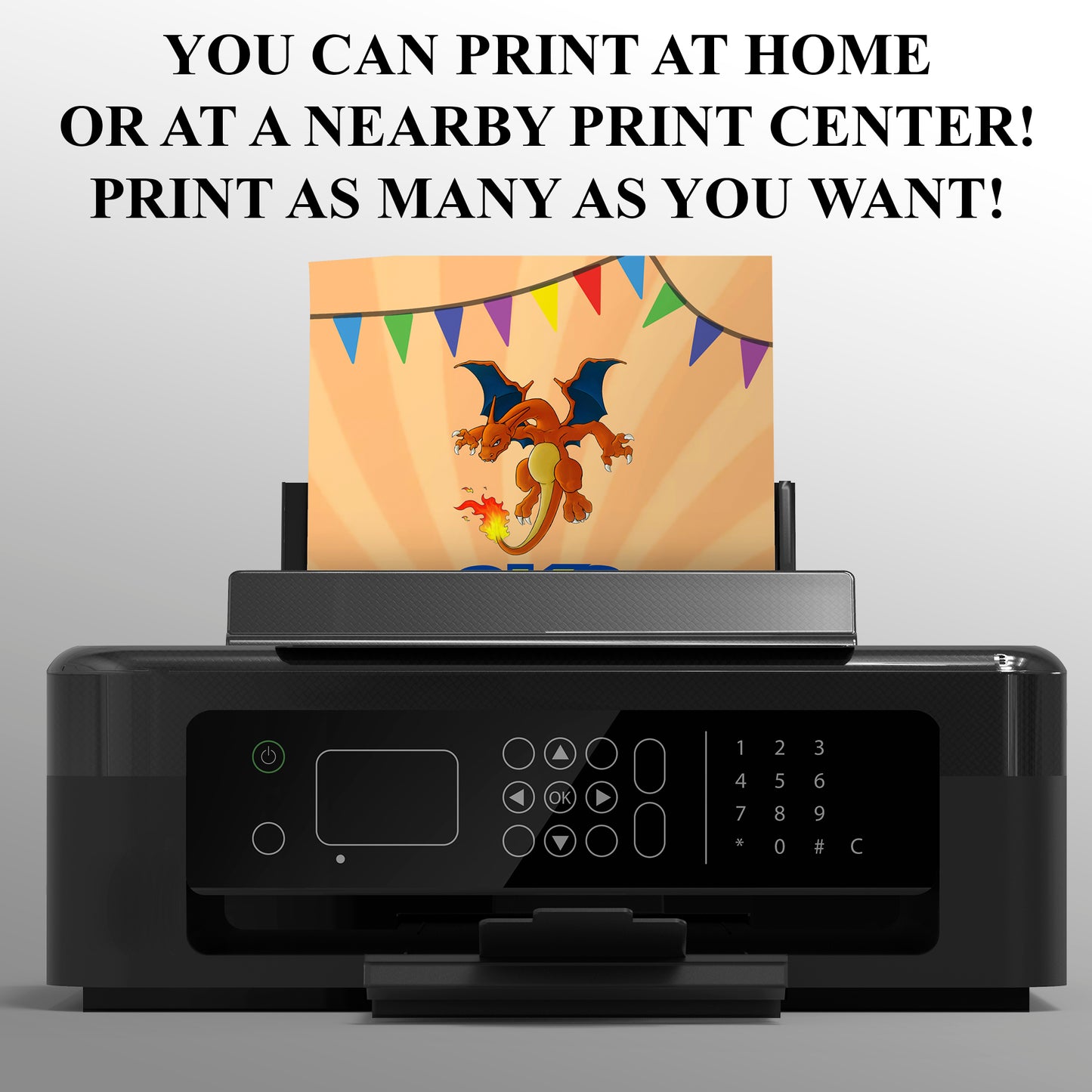 Charizard Pokemon Birthday Party Invitation Template - CreativeRino