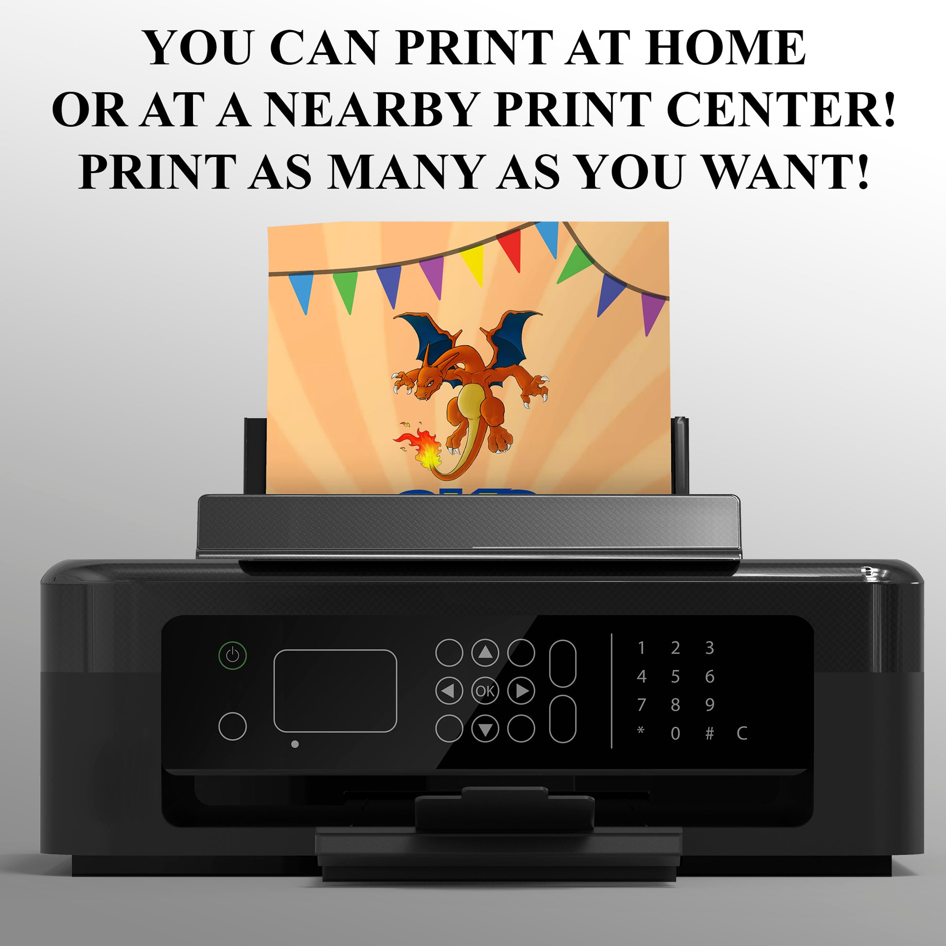 Charizard Pokemon Birthday Party Invitation Template - CreativeRino