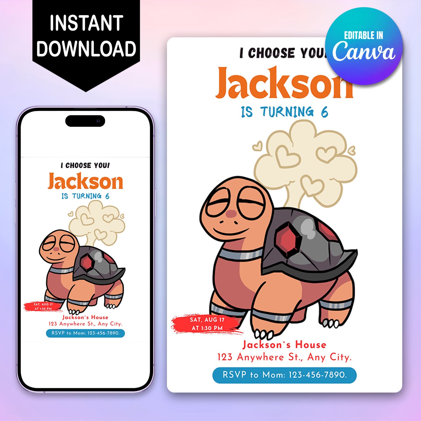 Torkoal Birthday Party Invitation Template | Pokemon Invite - CreativeRino
