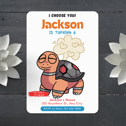 Torkoal Birthday Party Invitation Template | Pokemon Invite - CreativeRino