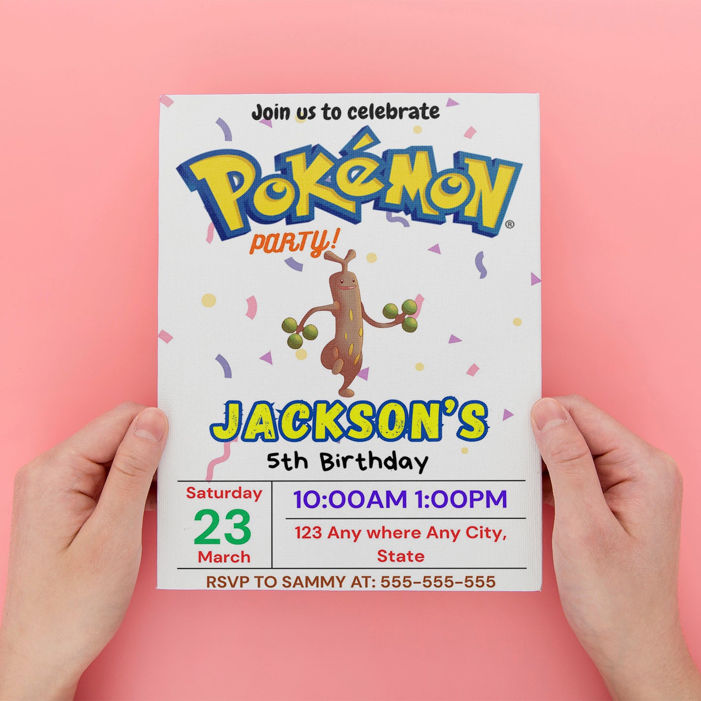 Sudowoodo Birthday Invitation Template | Pokemon Invite - CreativeRino