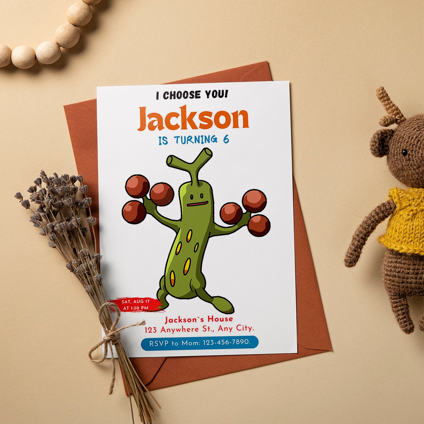Sudowoodo Birthday Party Invitation Template | Pokemon Invite - CreativeRino