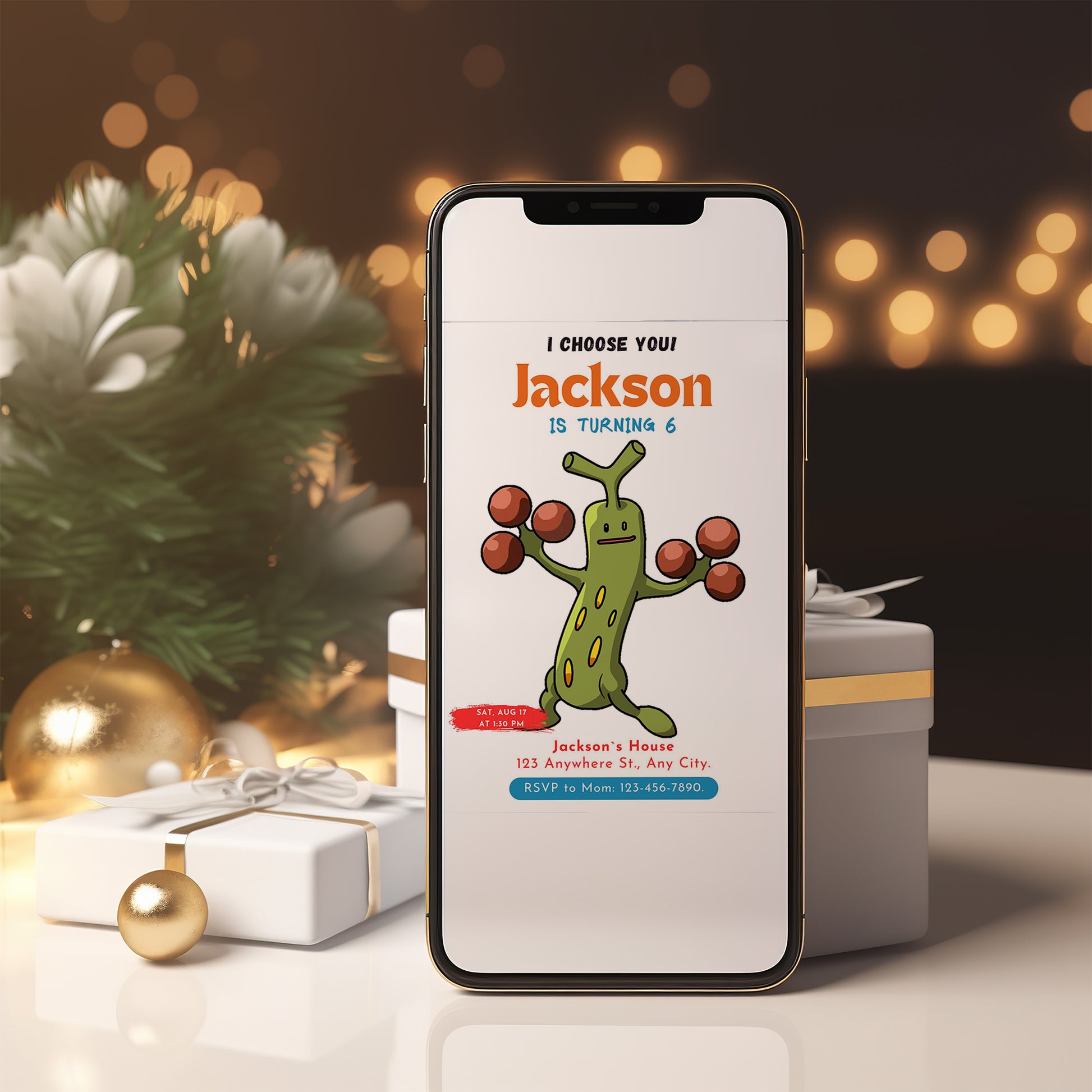 Sudowoodo Birthday Party Invitation Template | Pokemon Invite - CreativeRino