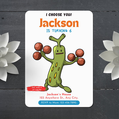 Sudowoodo Birthday Party Invitation Template | Pokemon Invite - CreativeRino