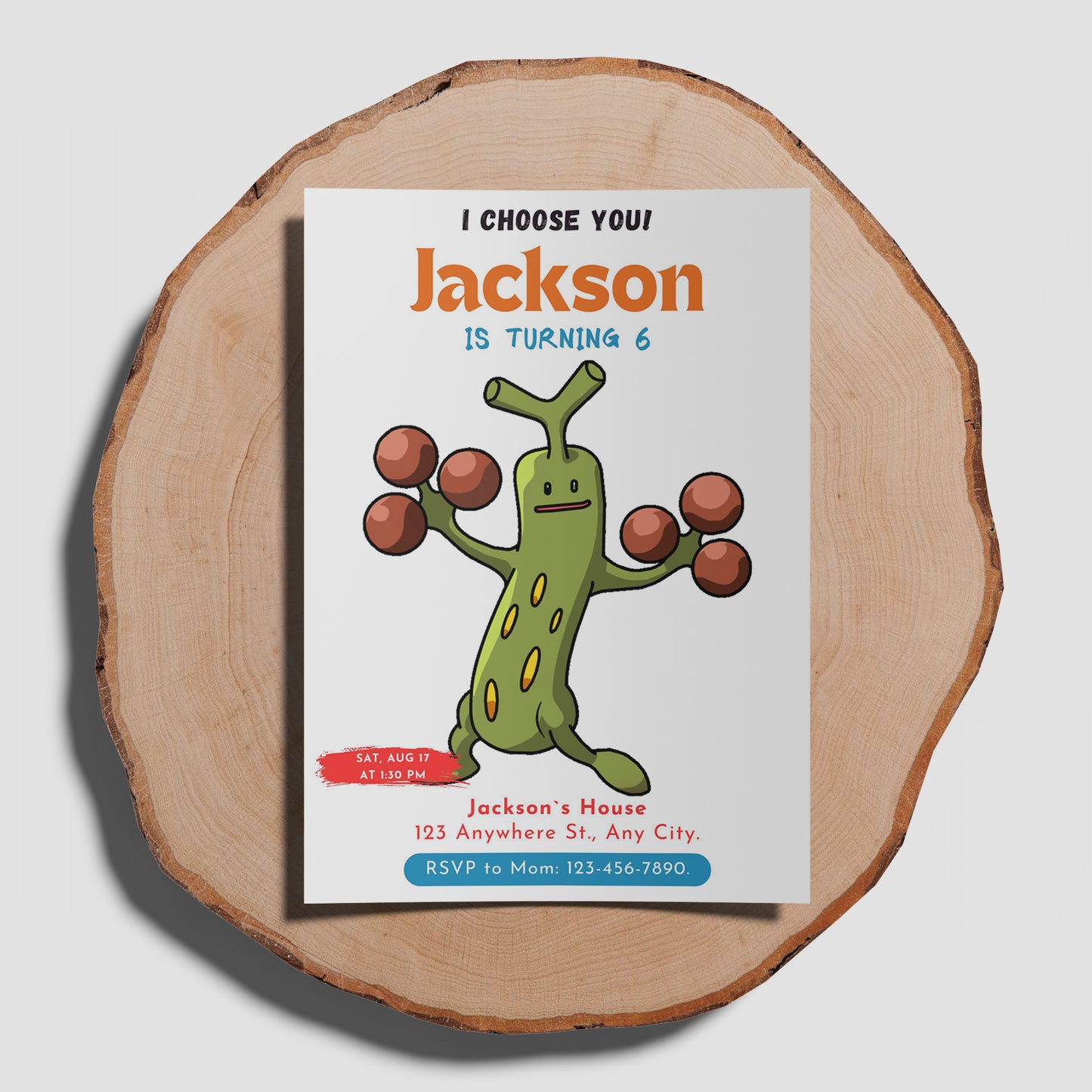 Sudowoodo Birthday Party Invitation Template | Pokemon Invite - CreativeRino