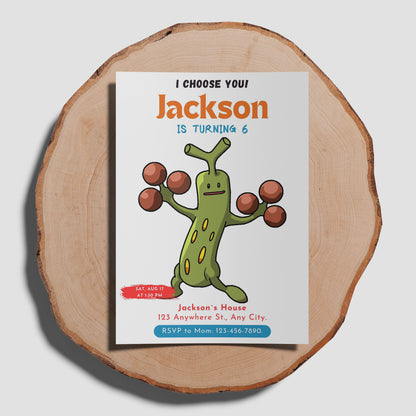 Sudowoodo Birthday Party Invitation Template | Pokemon Invite - CreativeRino