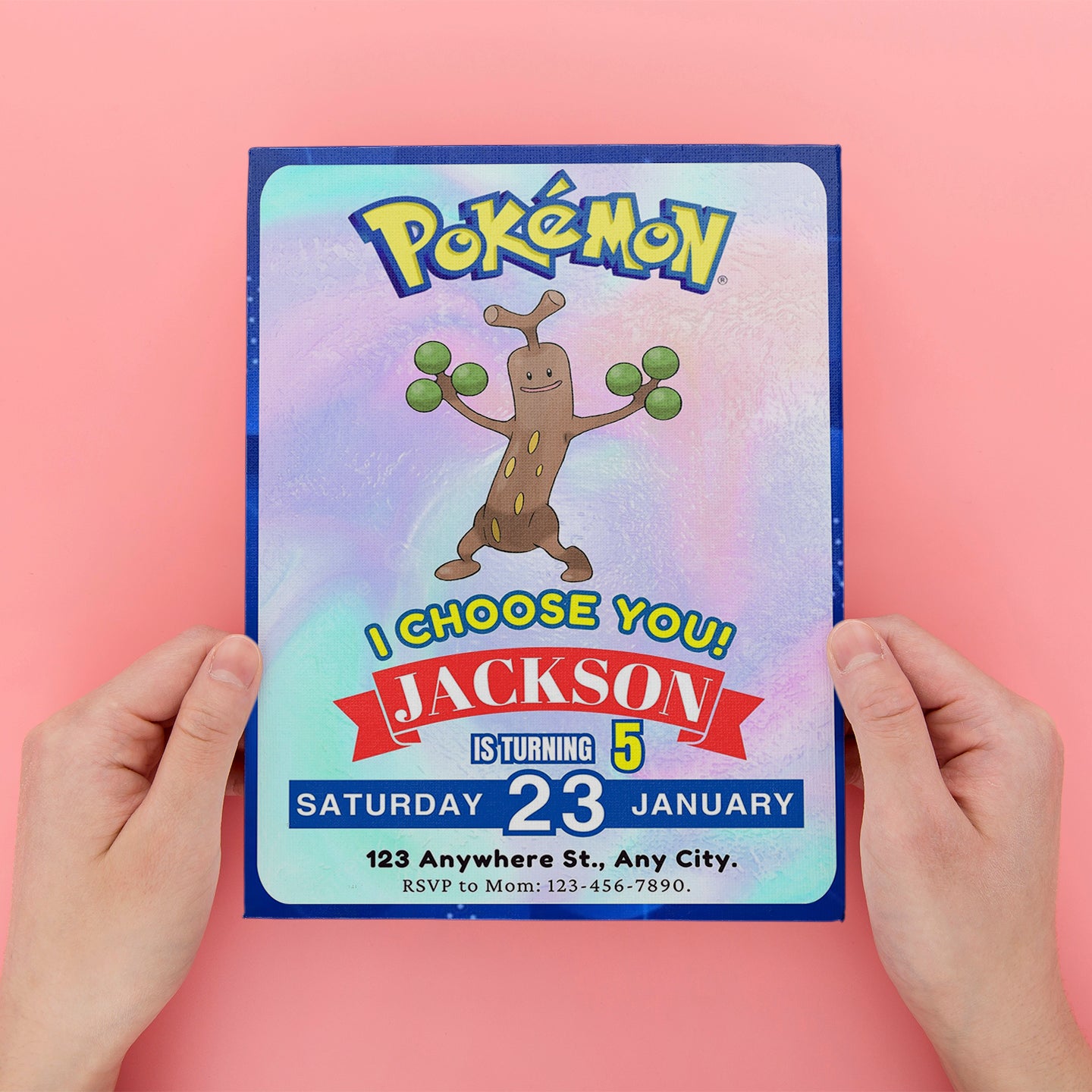 Sudowoodo Invitation Template | Pokemon Birthday Invite - CreativeRino