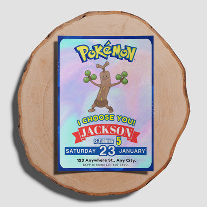 Sudowoodo Invitation Template | Pokemon Birthday Invite - CreativeRino