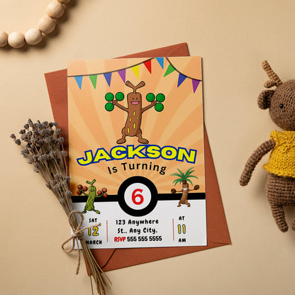 Sudowoodo Pokemon Birthday Party Invitation Template - CreativeRino