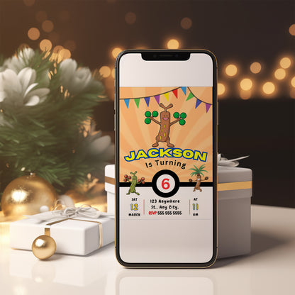 Sudowoodo Pokemon Birthday Party Invitation Template - CreativeRino