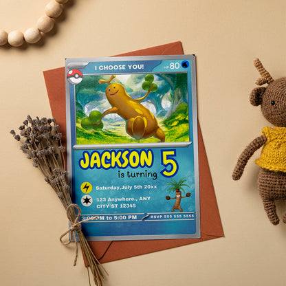 Sudowoodo Invitation Template | Pokemon Card Birthday Invite - CreativeRino