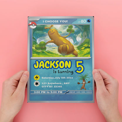 Sudowoodo Invitation Template | Pokemon Card Birthday Invite - CreativeRino