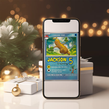 Sudowoodo Invitation Template | Pokemon Card Birthday Invite - CreativeRino