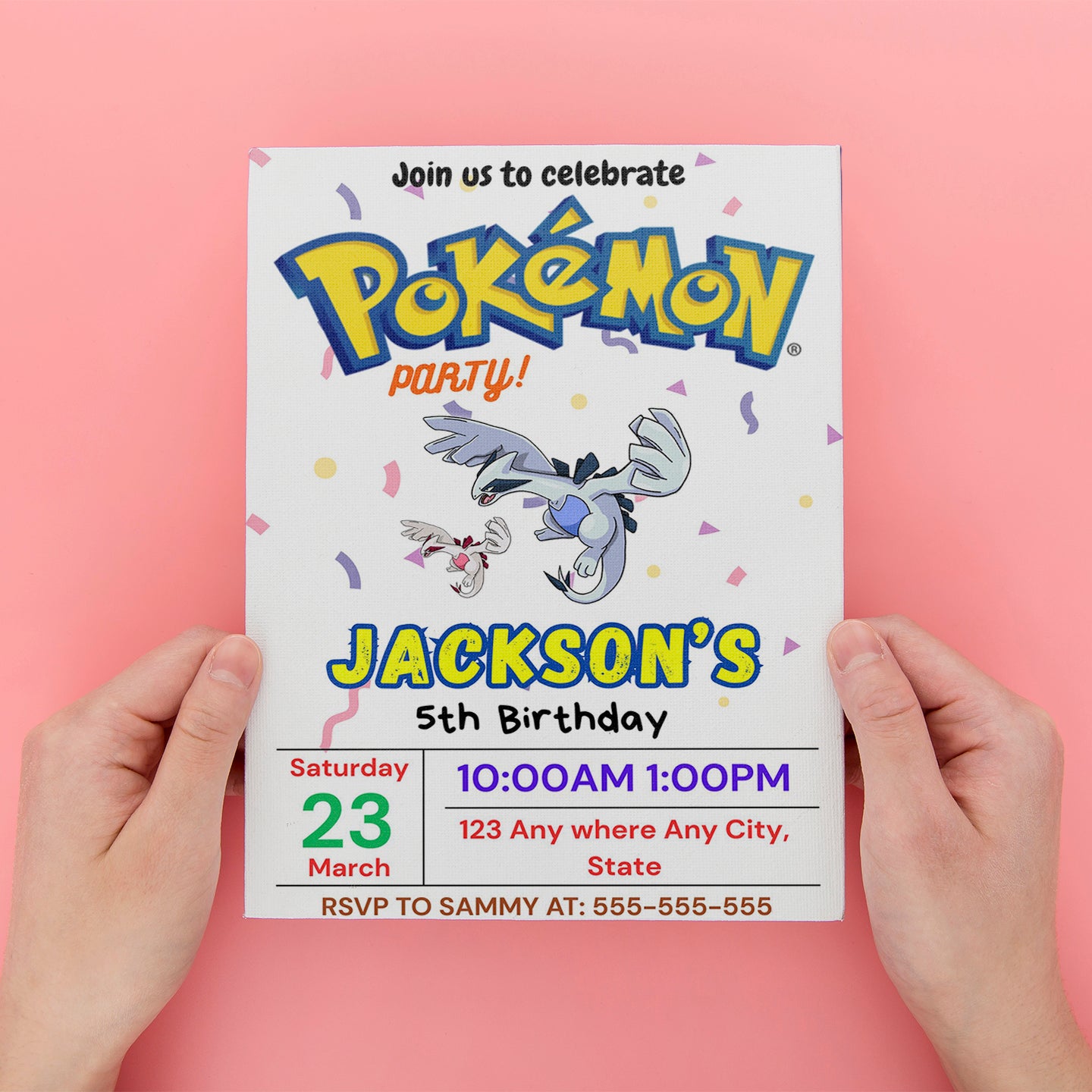 Lugia Birthday Invitation Template | Pokemon Invite - CreativeRino