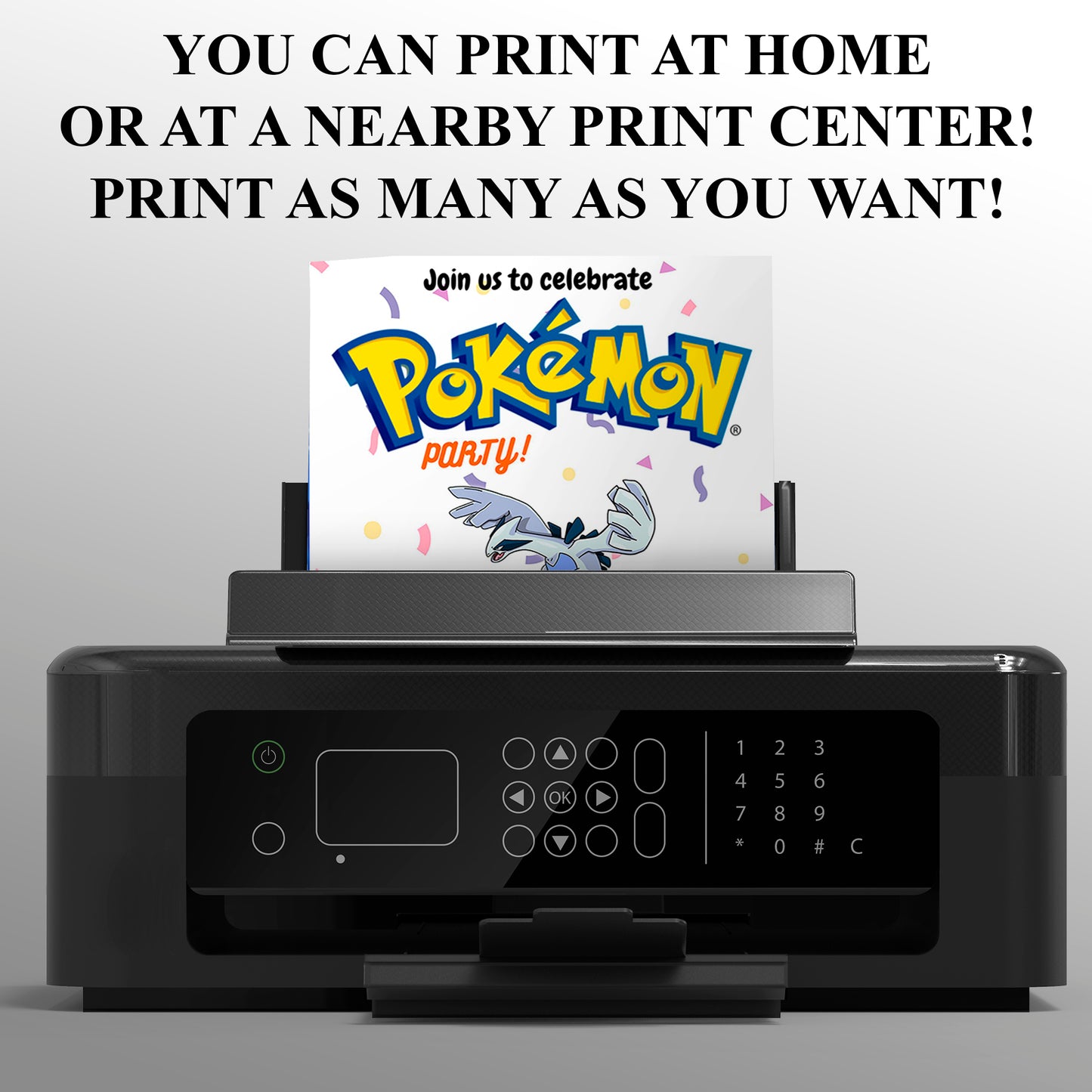 Lugia Birthday Invitation Template | Pokemon Invite - CreativeRino