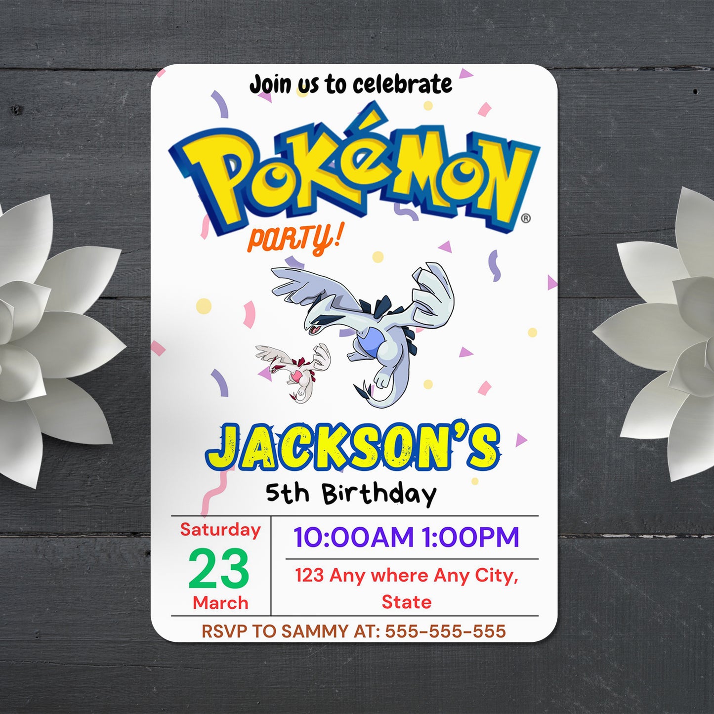 Lugia Birthday Invitation Template | Pokemon Invite - CreativeRino
