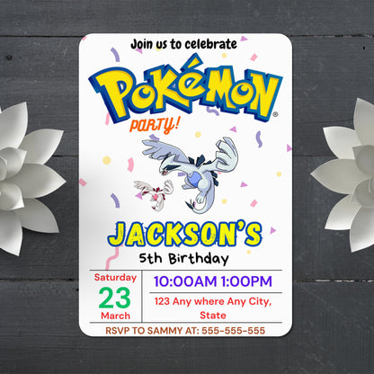 Lugia Birthday Invitation Template | Pokemon Invite - CreativeRino