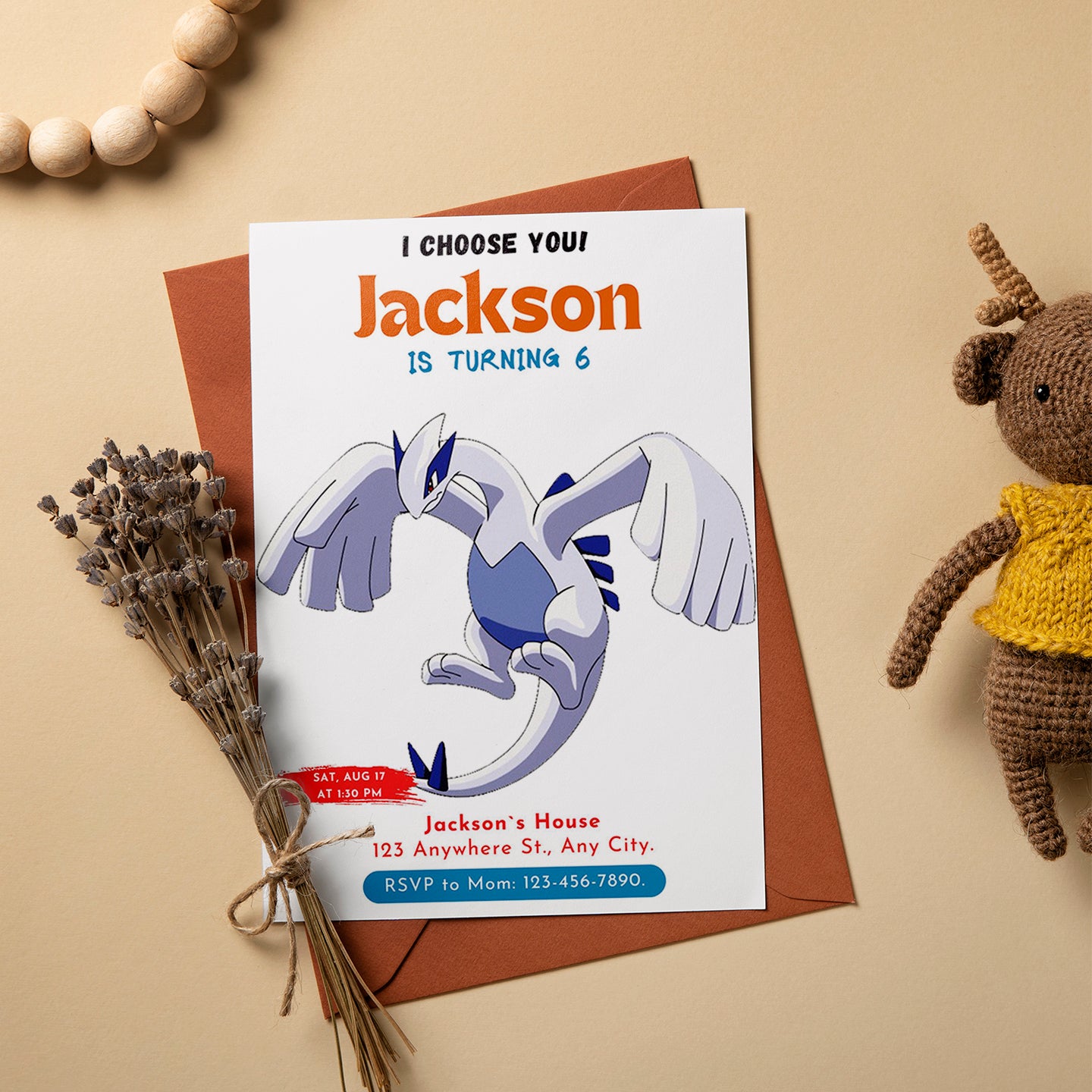 Lugia Birthday Party Invitation Template | Pokemon Invite - CreativeRino