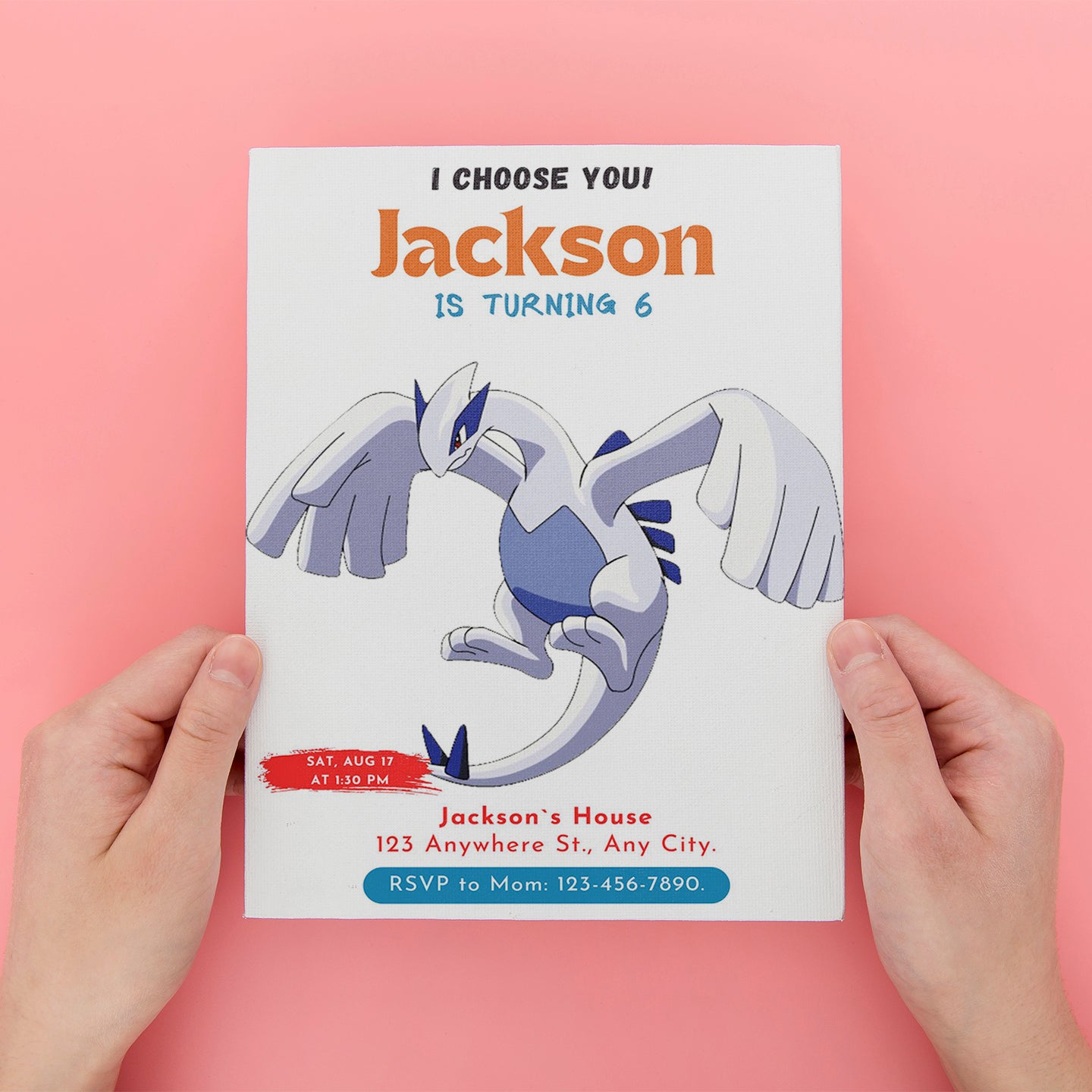 Lugia Birthday Party Invitation Template | Pokemon Invite - CreativeRino