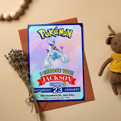 Lugia Invitation Template | Pokemon Birthday Invite - CreativeRino