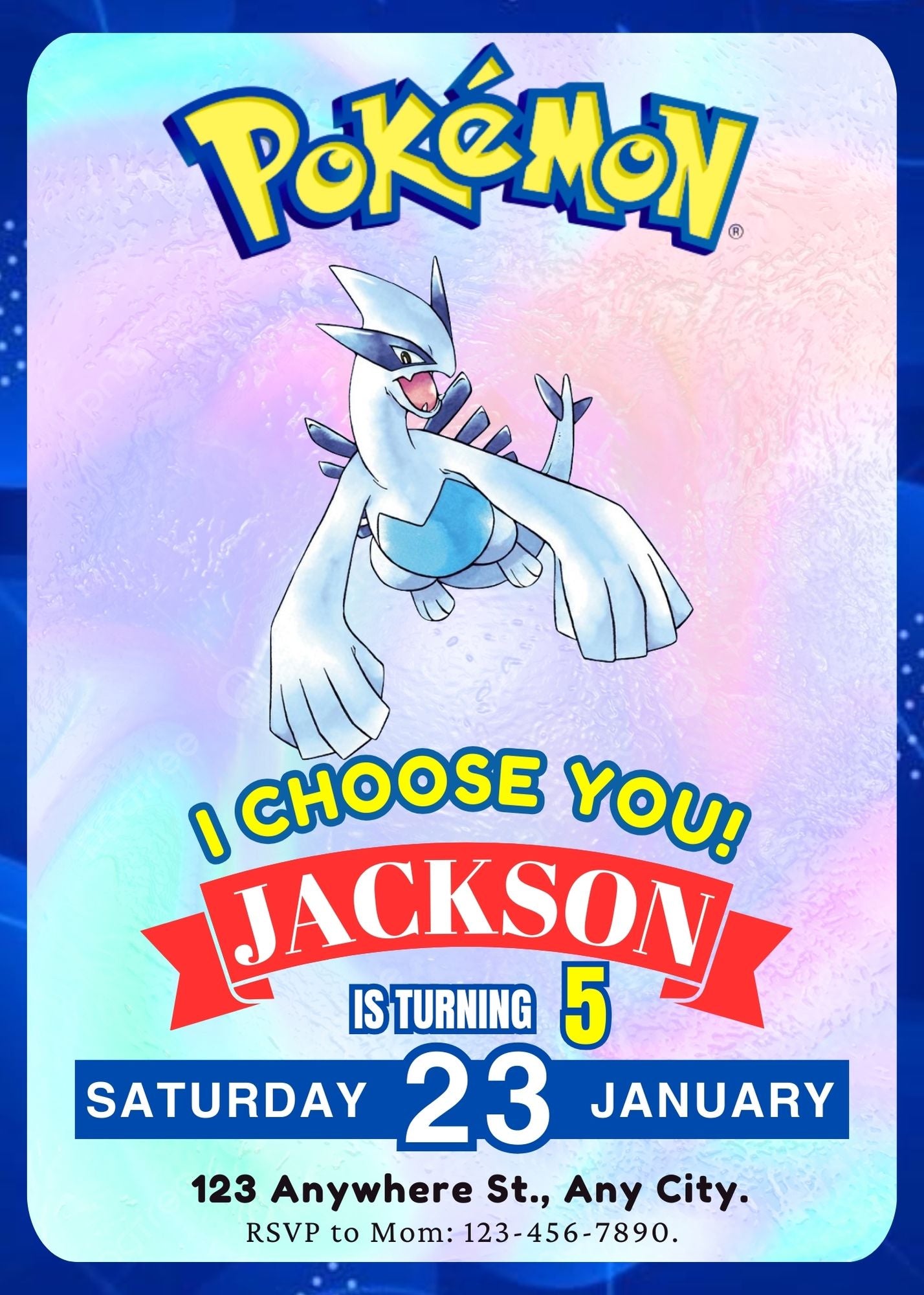 Lugia Invitation Template | Pokemon Birthday Invite - CreativeRino