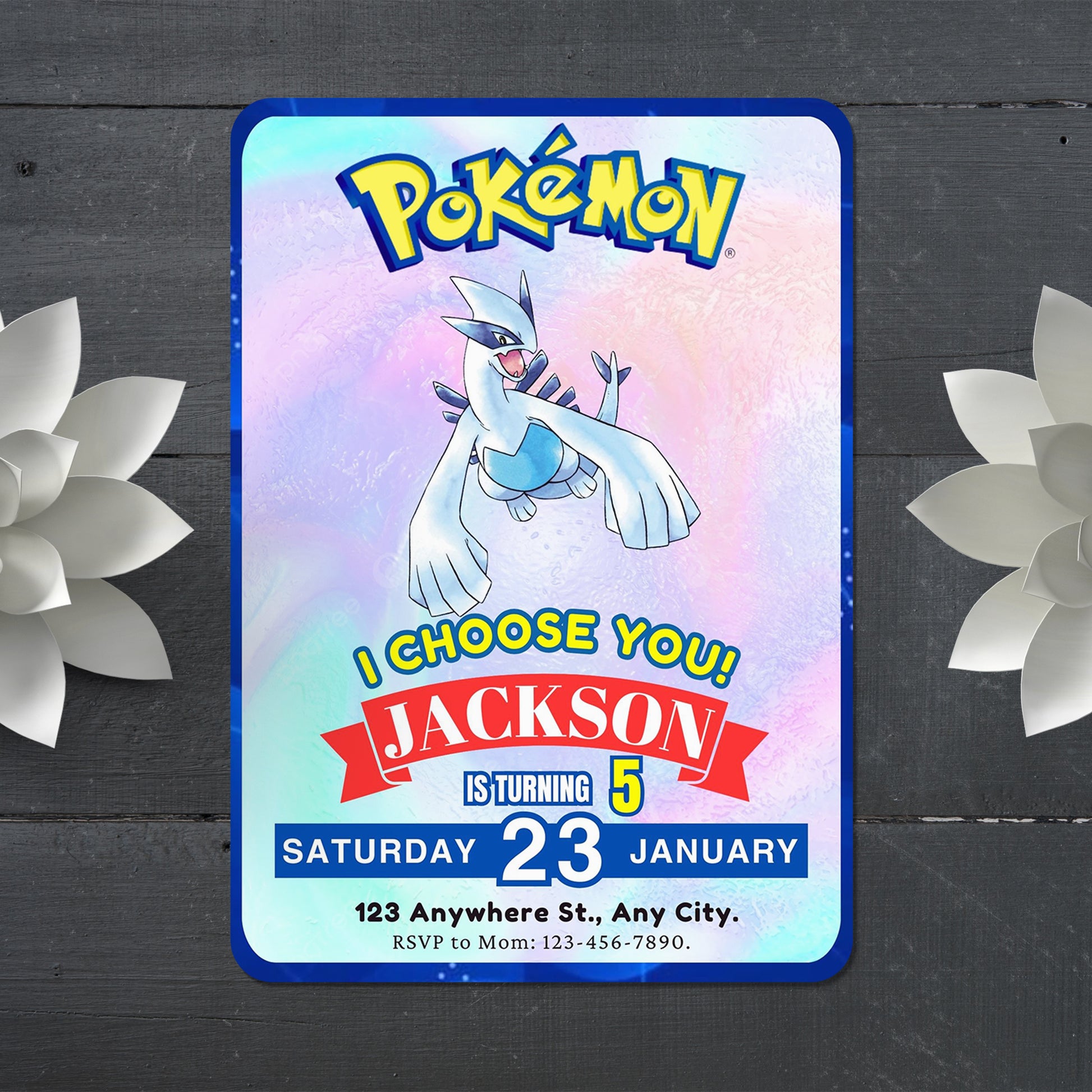 Lugia Invitation Template | Pokemon Birthday Invite - CreativeRino
