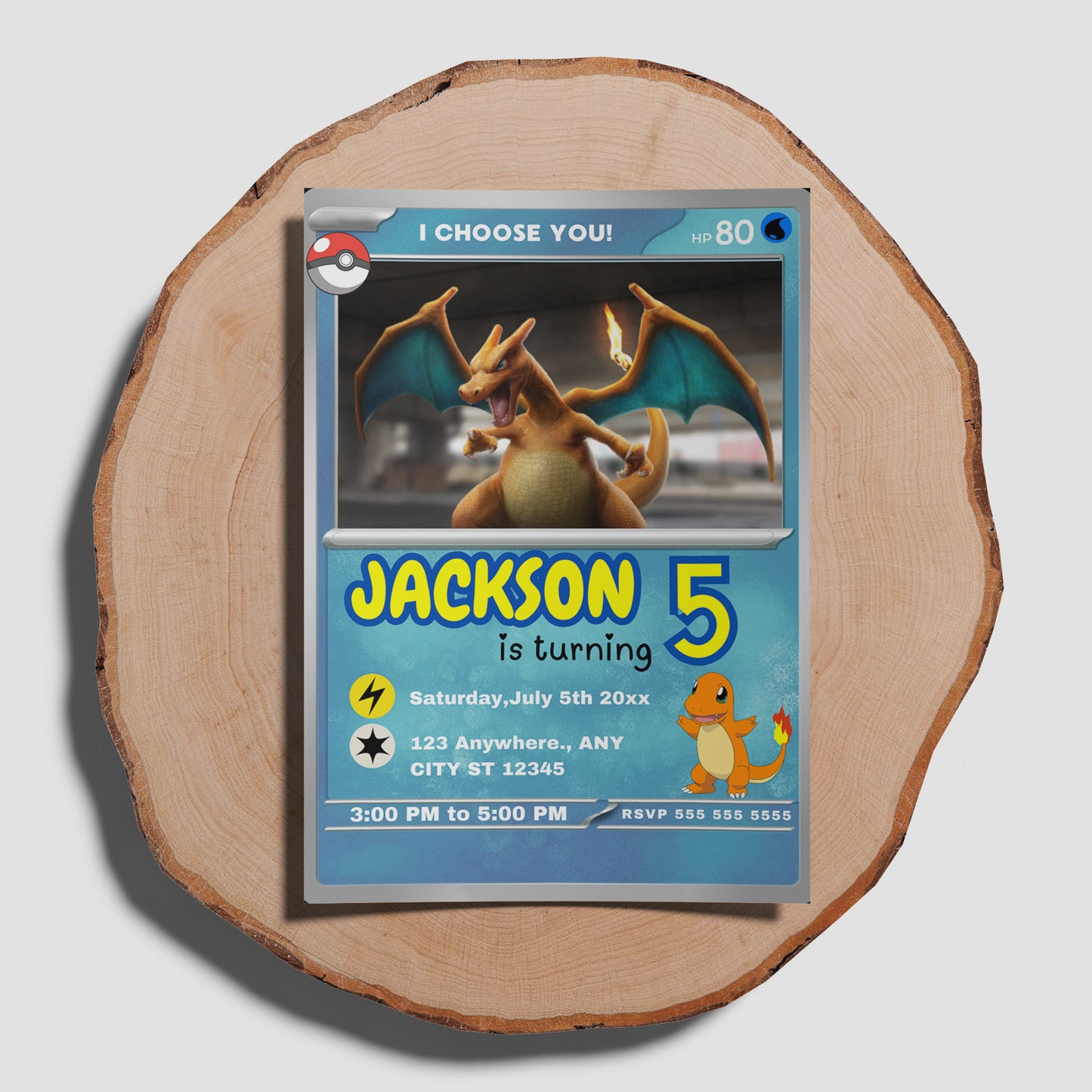 Charizard Pokemon Invitation Template | Pikachu Card Birthday Invite - CreativeRino