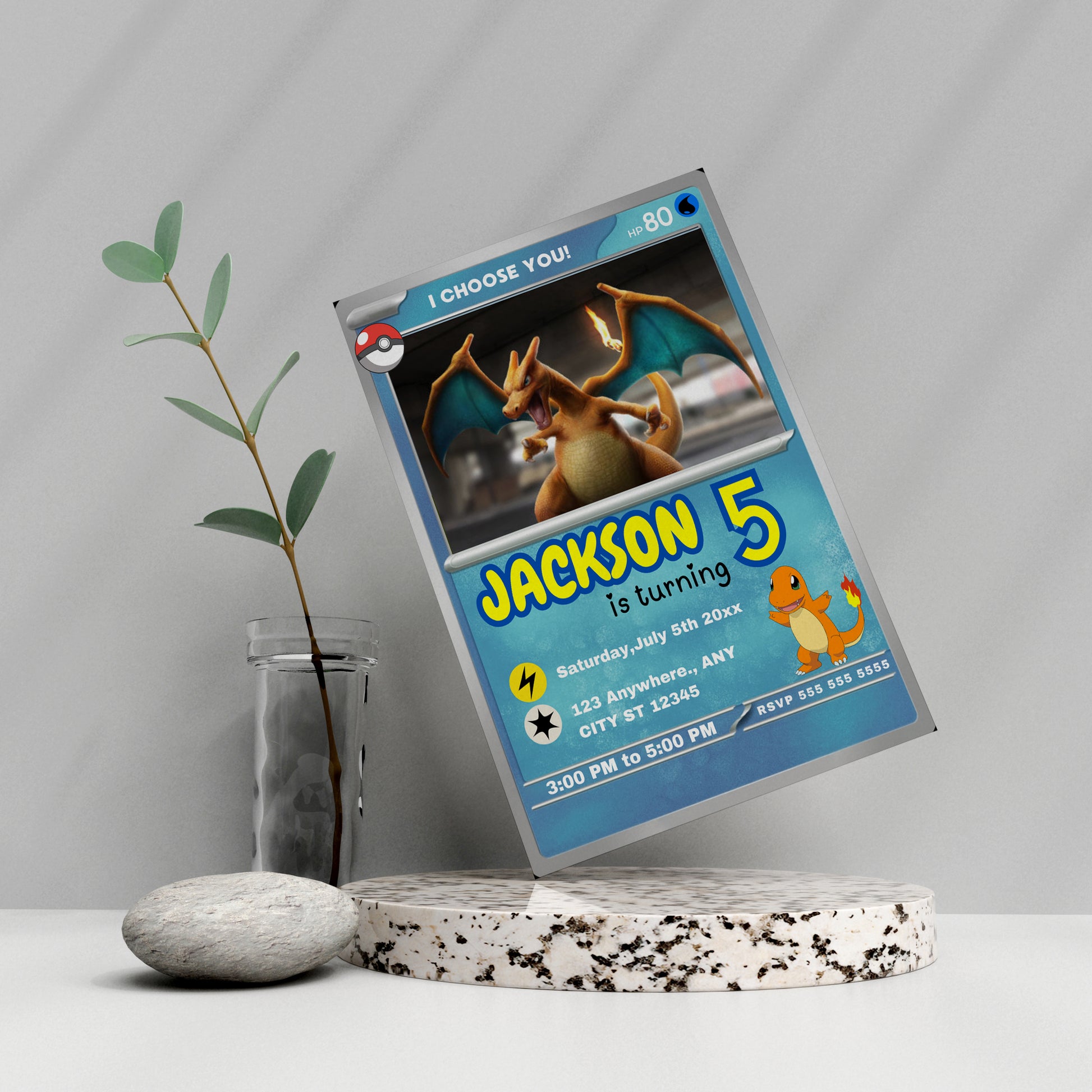 Charizard Pokemon Invitation Template | Pikachu Card Birthday Invite - CreativeRino