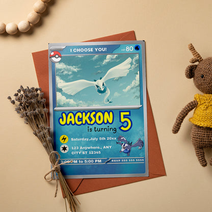 Lugia Invitation Template | Pokemon Card Birthday Invite - CreativeRino