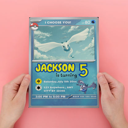 Lugia Invitation Template | Pokemon Card Birthday Invite - CreativeRino