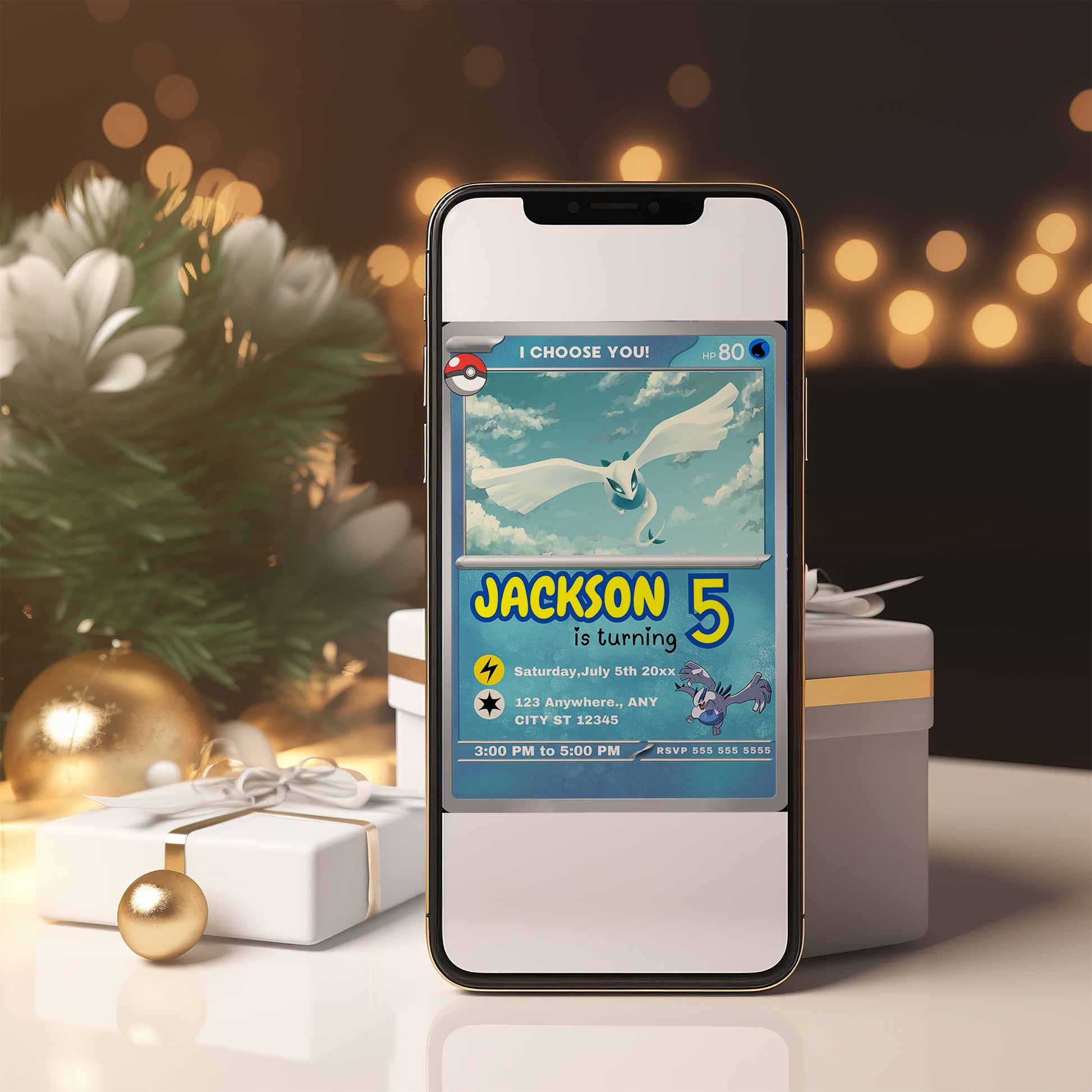 Lugia Invitation Template | Pokemon Card Birthday Invite - CreativeRino