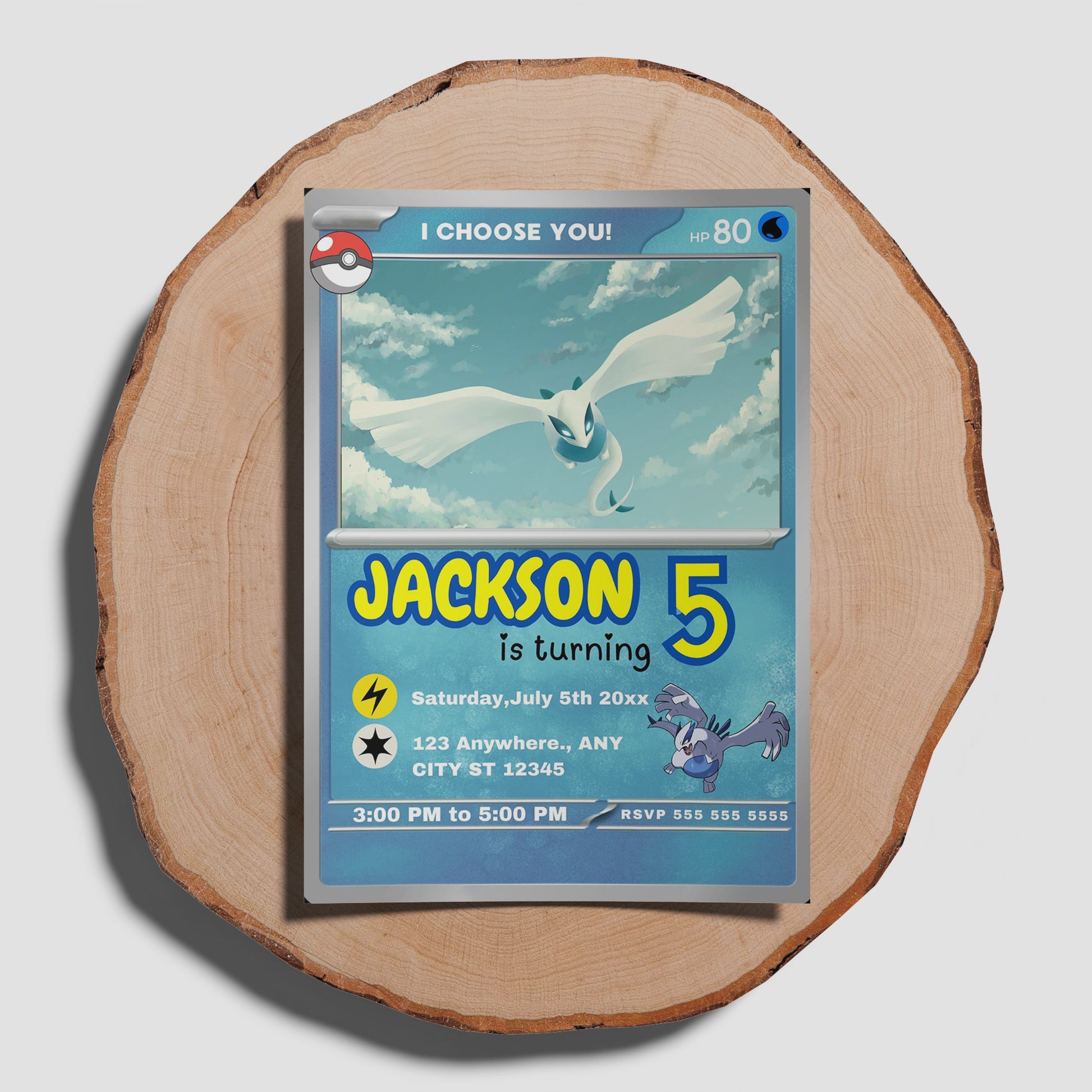 Lugia Invitation Template | Pokemon Card Birthday Invite - CreativeRino
