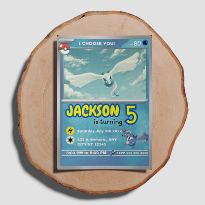 Lugia Invitation Template | Pokemon Card Birthday Invite - CreativeRino