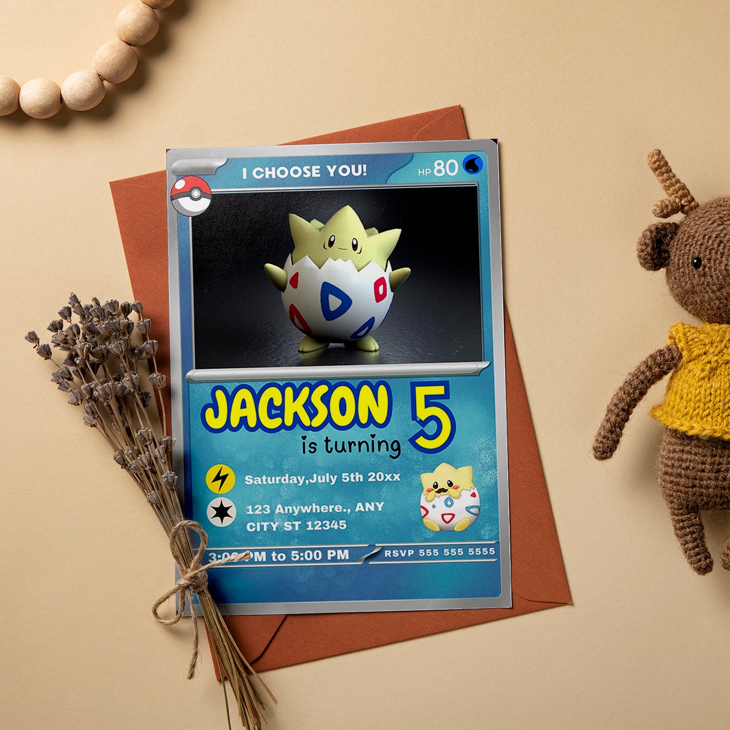 Togepi Invitation Template | Pokemon Card Birthday Invite - CreativeRino