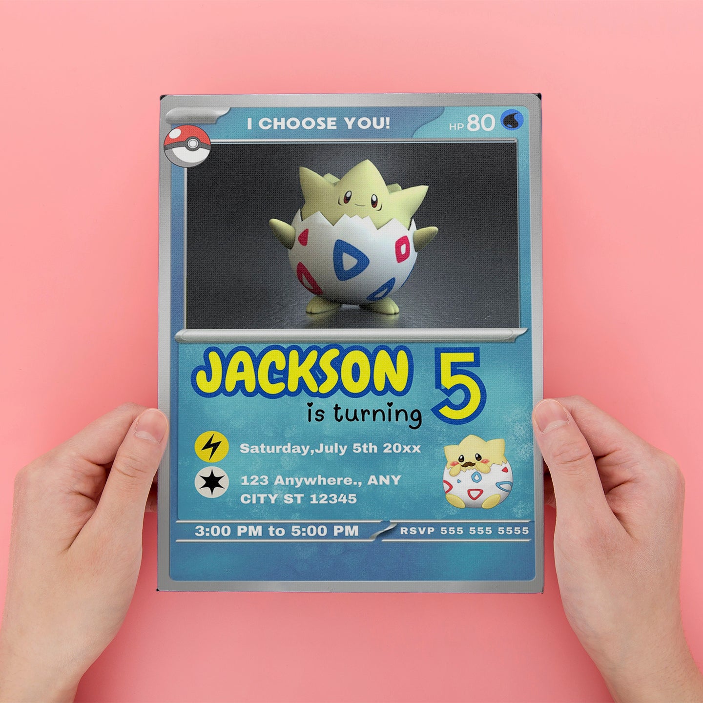 Togepi Invitation Template | Pokemon Card Birthday Invite - CreativeRino