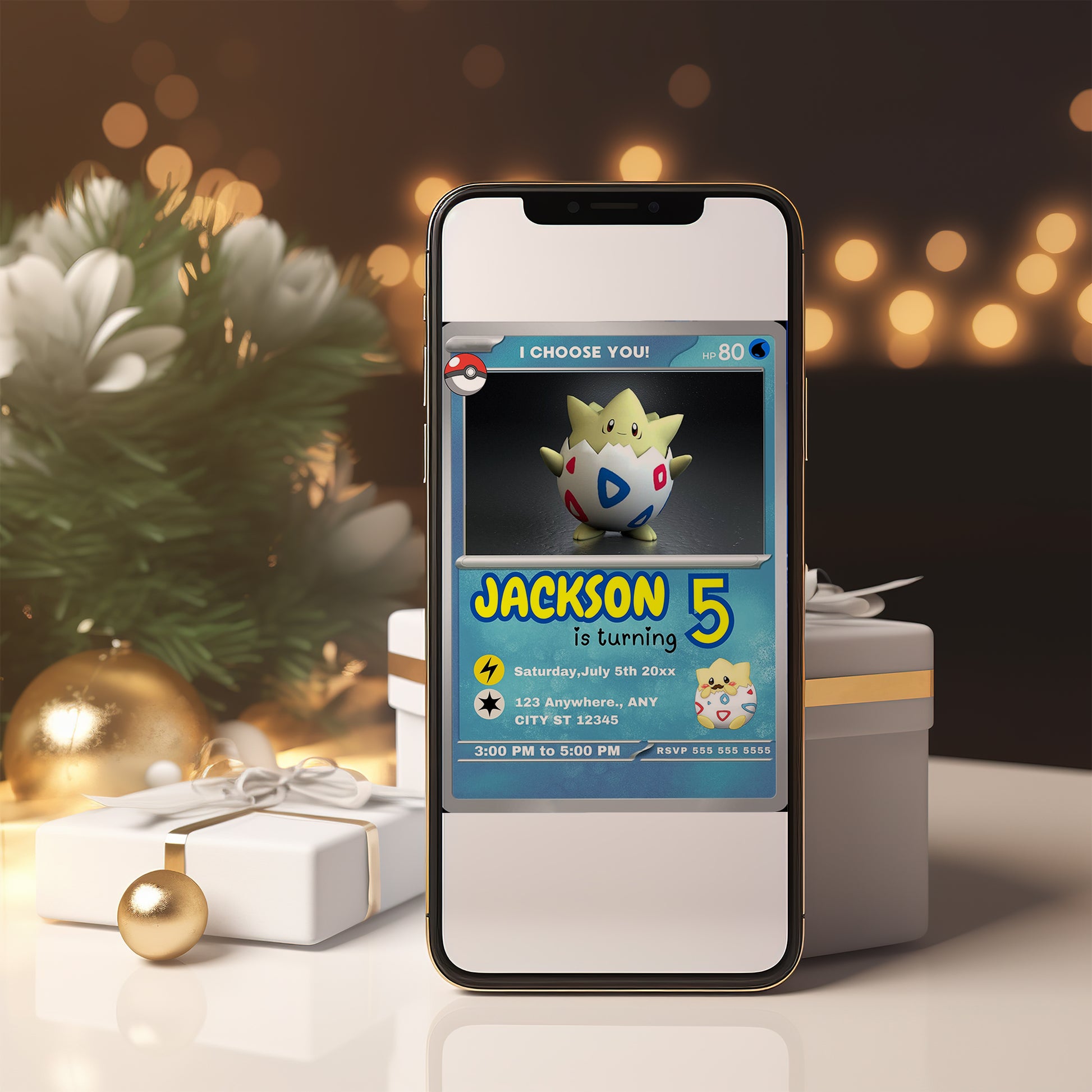 Togepi Invitation Template | Pokemon Card Birthday Invite - CreativeRino