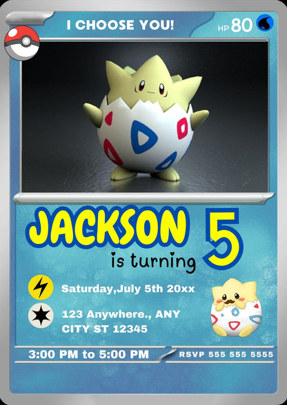 Togepi Invitation Template | Pokemon Card Birthday Invite - CreativeRino