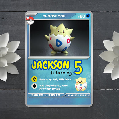 Togepi Invitation Template | Pokemon Card Birthday Invite - CreativeRino