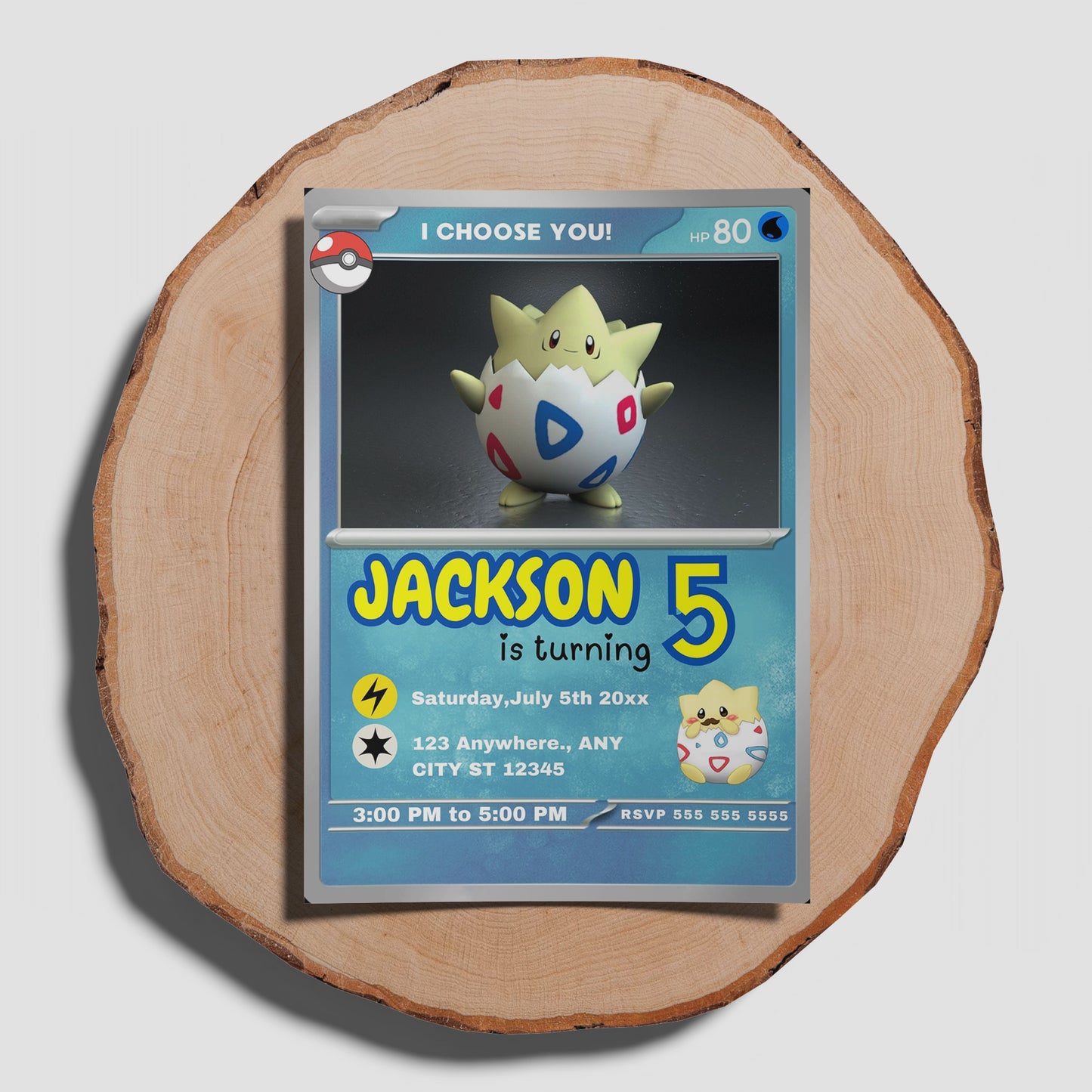 Togepi Invitation Template | Pokemon Card Birthday Invite - CreativeRino