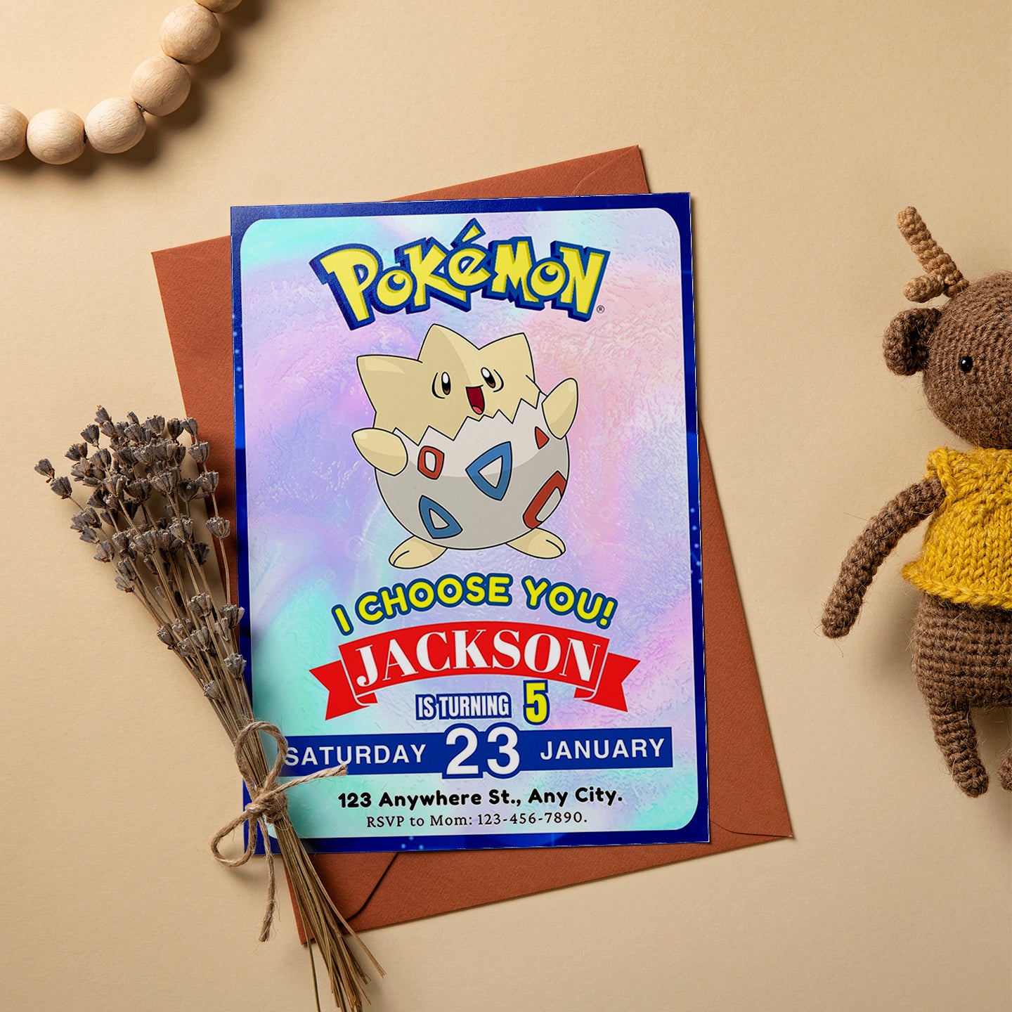 Togepi Invitation Template | Pokemon Birthday Invite - CreativeRino