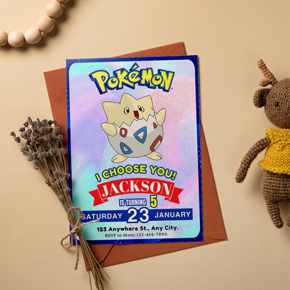 Togepi Invitation Template | Pokemon Birthday Invite - CreativeRino