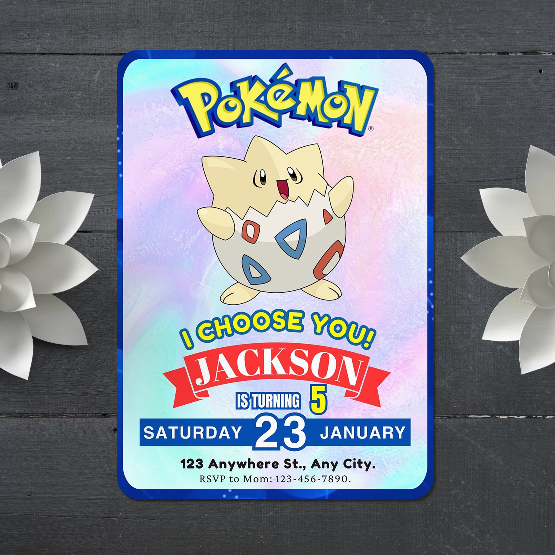 Togepi Invitation Template | Pokemon Birthday Invite - CreativeRino