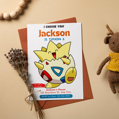 Togepi Birthday Party Invitation Template | Pokemon Invite - CreativeRino