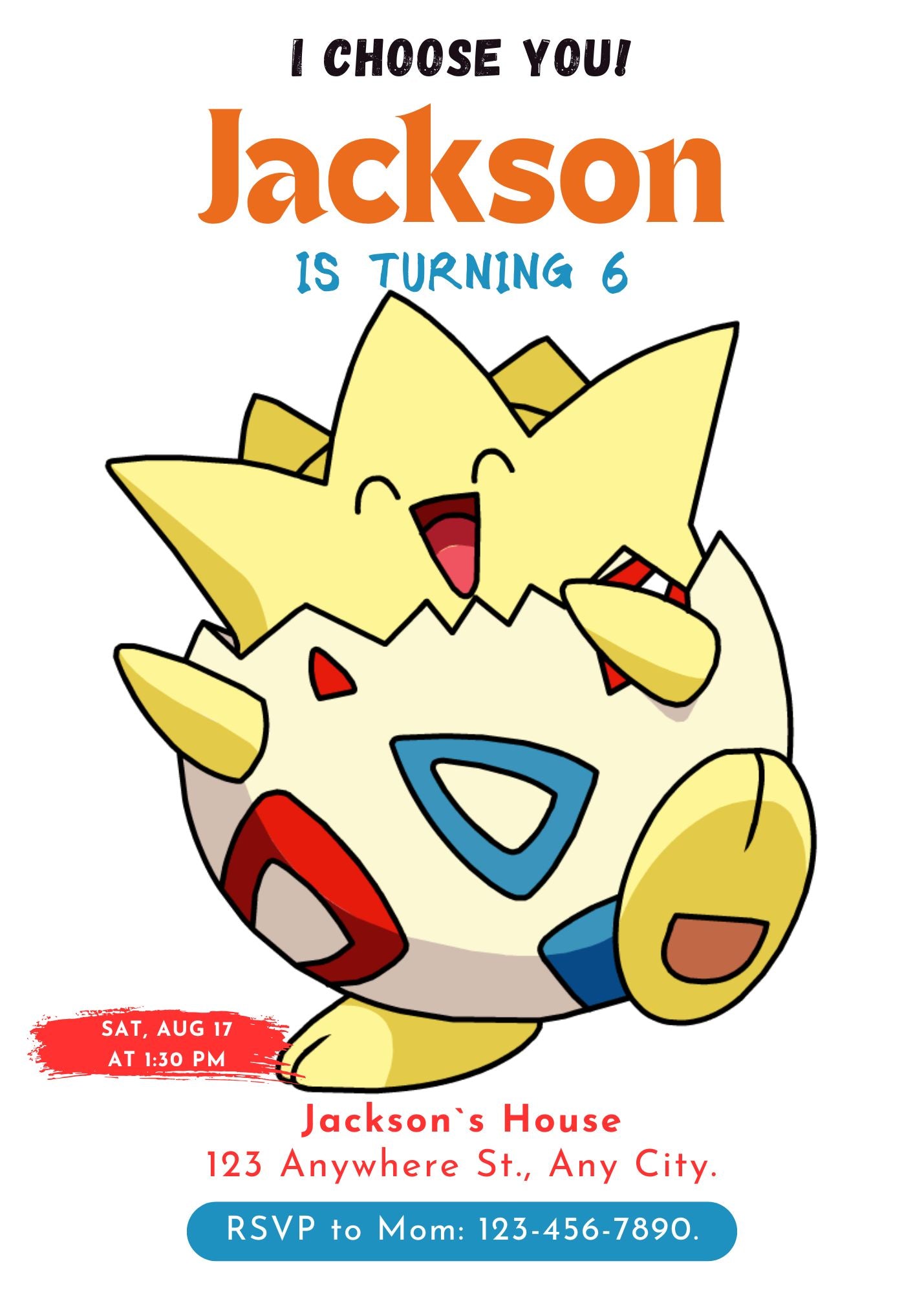 Togepi Birthday Party Invitation Template | Pokemon Invite - CreativeRino